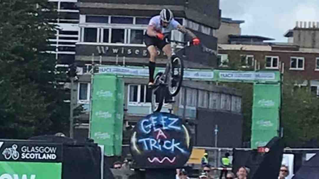 jack carthy at the UCI trials championships in Glasgow